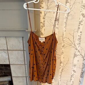 Sezane Brown Polka Dot Button-Down Cami